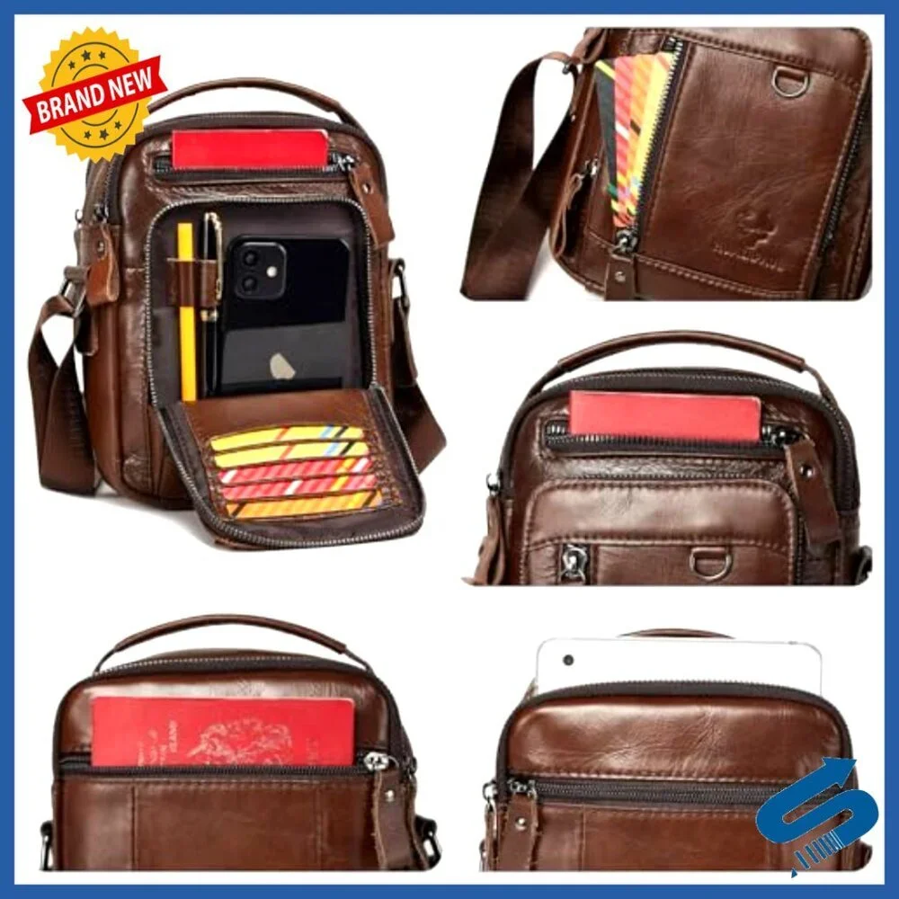 Genuine Leather Messenger Bag Crossbody Shoulder Satchel Work Travel